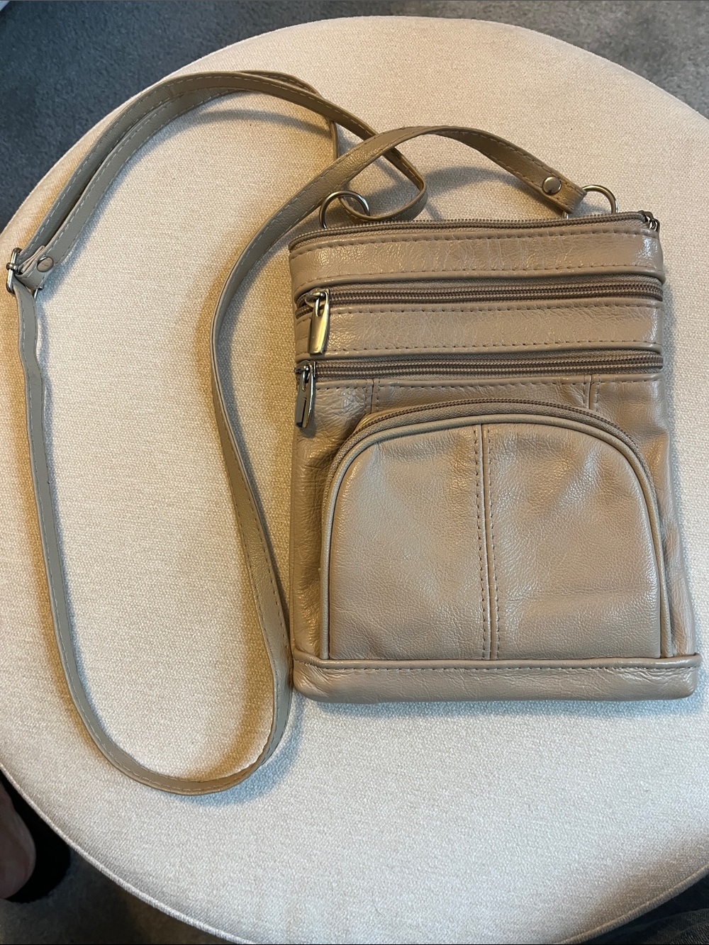 Everyday Leather Crossbody Bag in Taupe